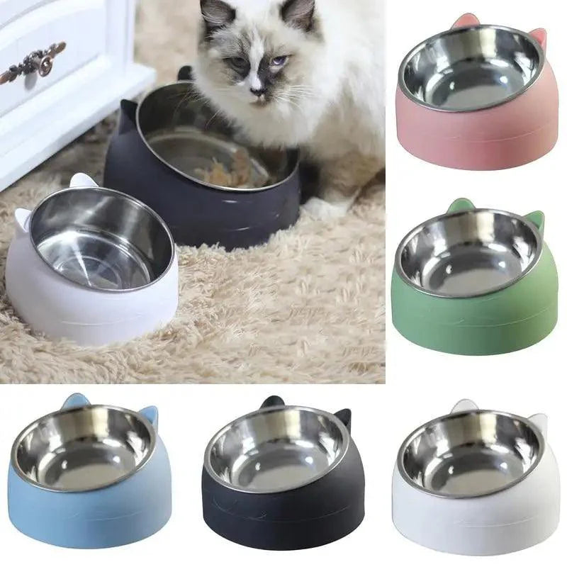 Tilted Feeding Bowl - Dog Cat - (Stainless Steel) - (5 Color Options) - (200ML/400ML)