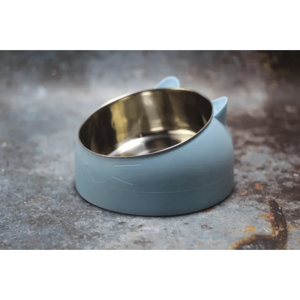 Tilted Feeding Bowl - Dog Cat - (Stainless Steel) - (5 Color Options) - (200ML/400ML)