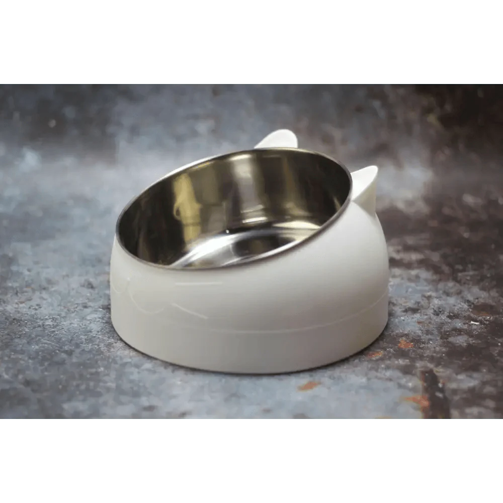 Tilted Feeding Bowl - Dog Cat - (Stainless Steel) - (5 Color Options) - (200ML/400ML)