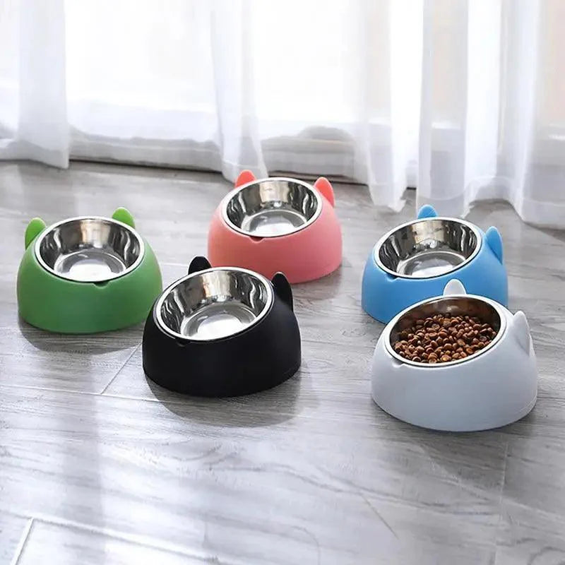 Tilted Feeding Bowl - Dog Cat - (Stainless Steel) - (5 Color Options) - (200ML/400ML)