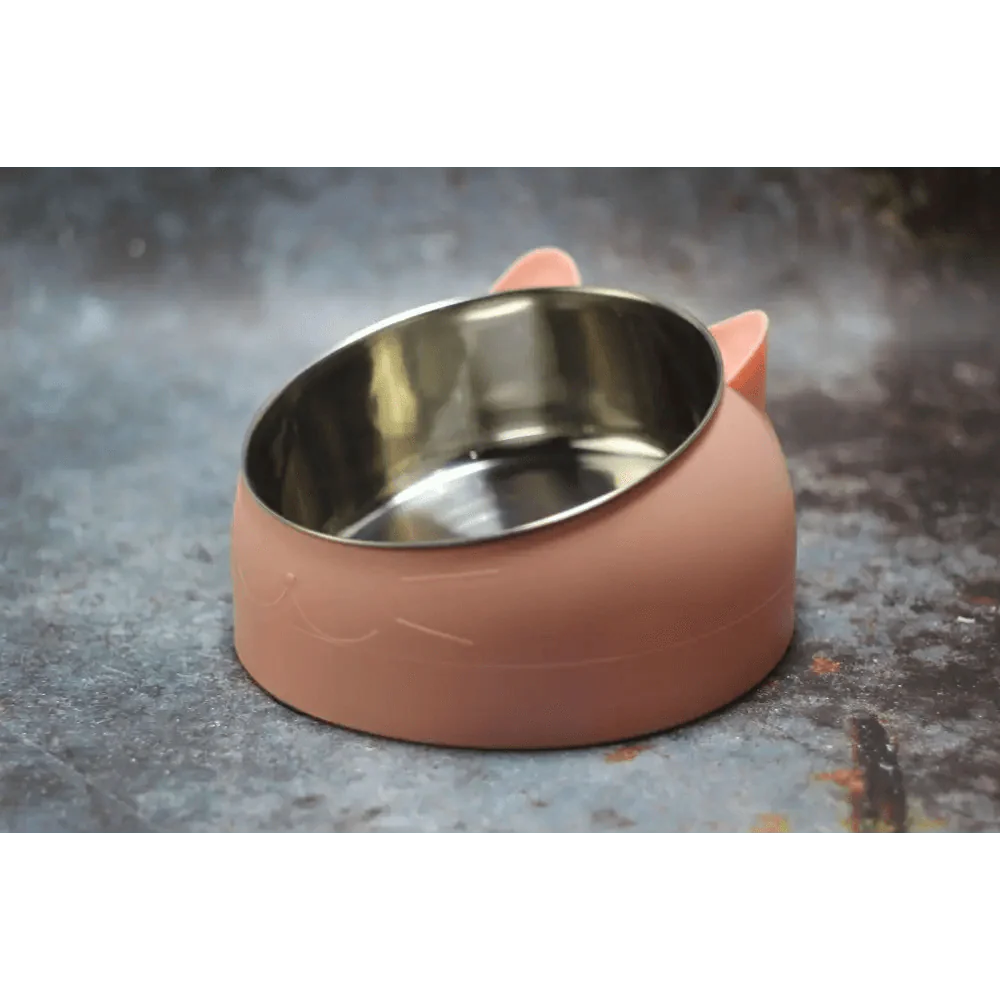 Tilted Feeding Bowl - Dog Cat - (Stainless Steel) - (5 Color Options) - (200ML/400ML)