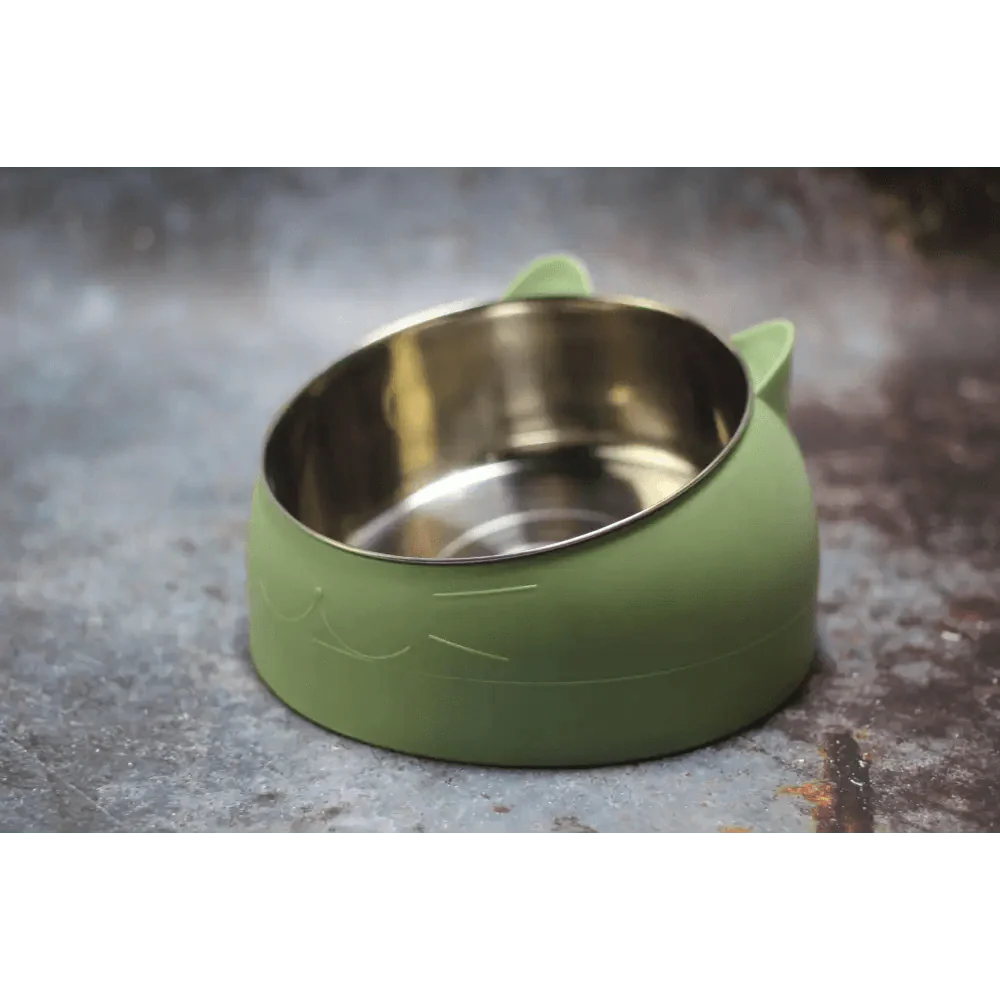 Tilted Feeding Bowl - Dog Cat - (Stainless Steel) - (5 Color Options) - (200ML/400ML)