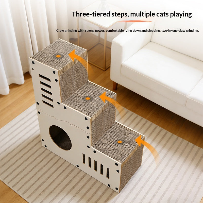 Multi-functional Playtime Scratcher and Stairs - Cat -  (Corrugated Cardboard)