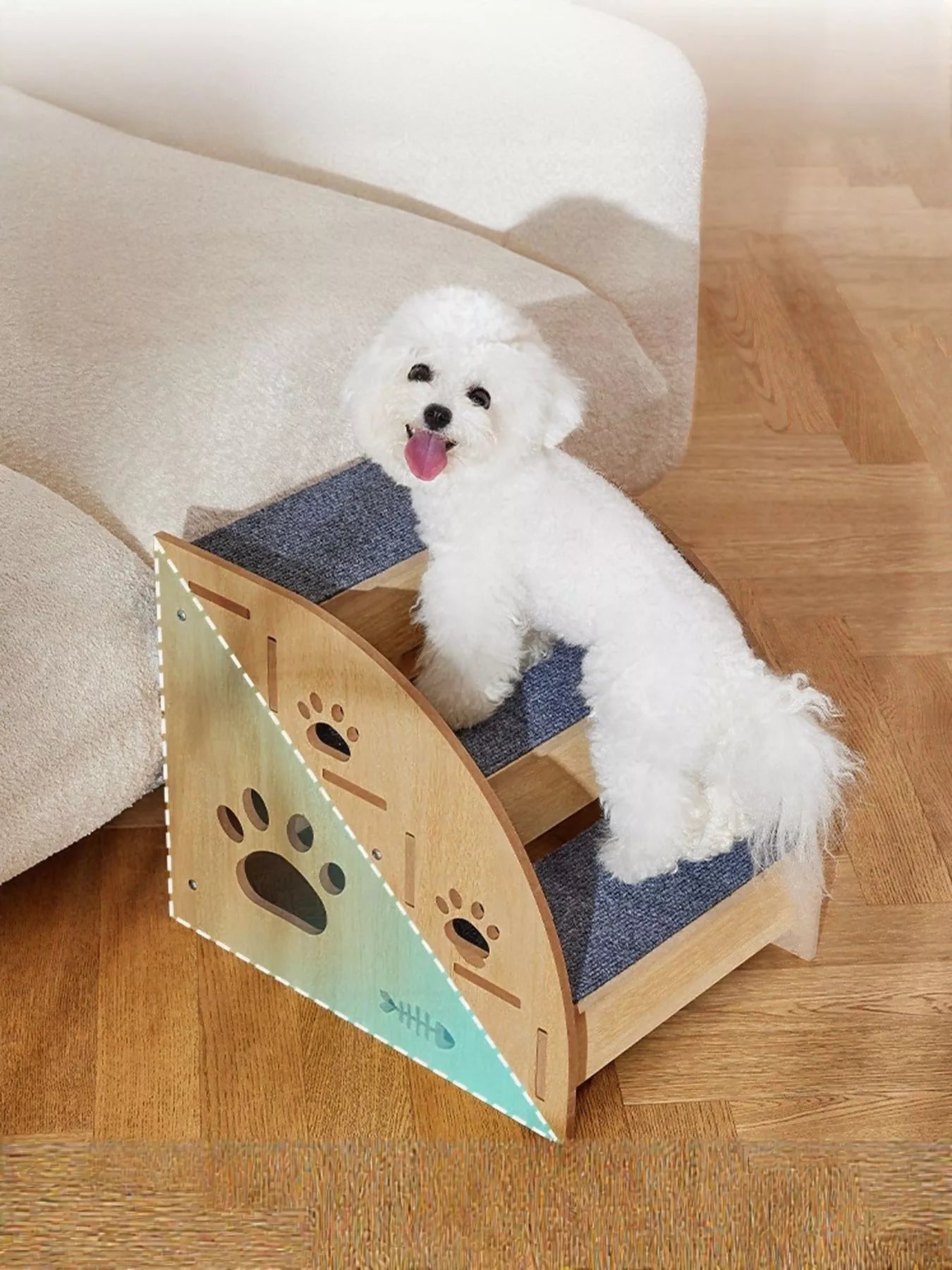 Wooden Stairs with Paw Prints - Dog - (Wood) - (3-Steps) - (While Supplies Last)
