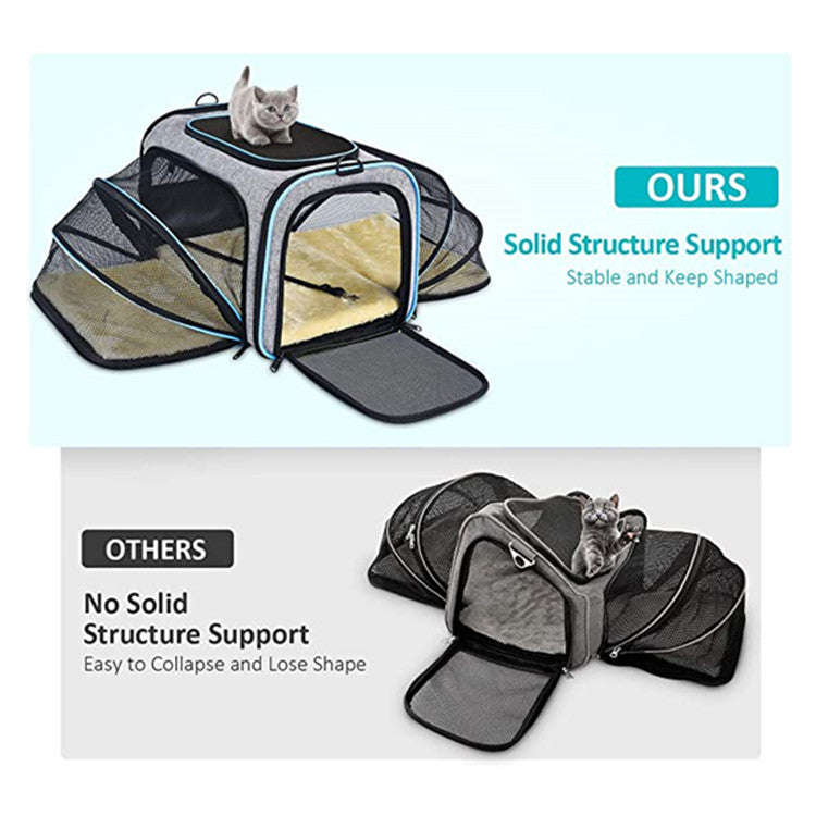 Airline Approved Expandable Pet Carrier Travel Bag - Cat Dog - (4 Color Options)