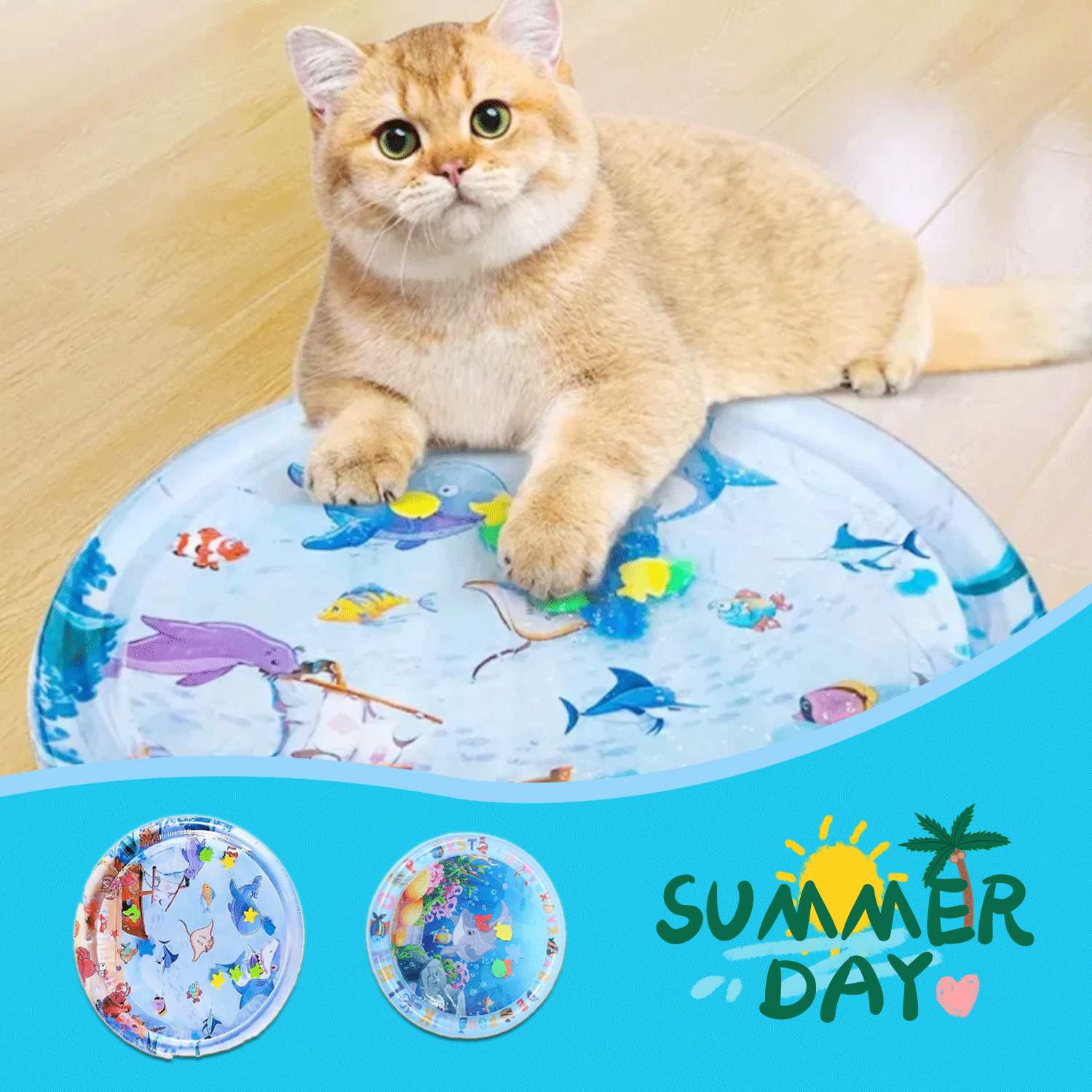 Summer Pet Cooling Mat - Cat Dog - (Fits Kennels) - (Long-lasting) - (Interactive & Entertaining) - (10 Size/Style Options)