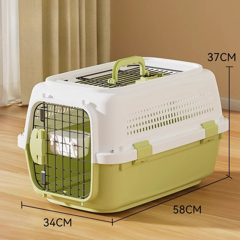Airline Approved Secure Pet Travel Crate with Food Bowl - Dog - (3 Color Options) - (M,L)