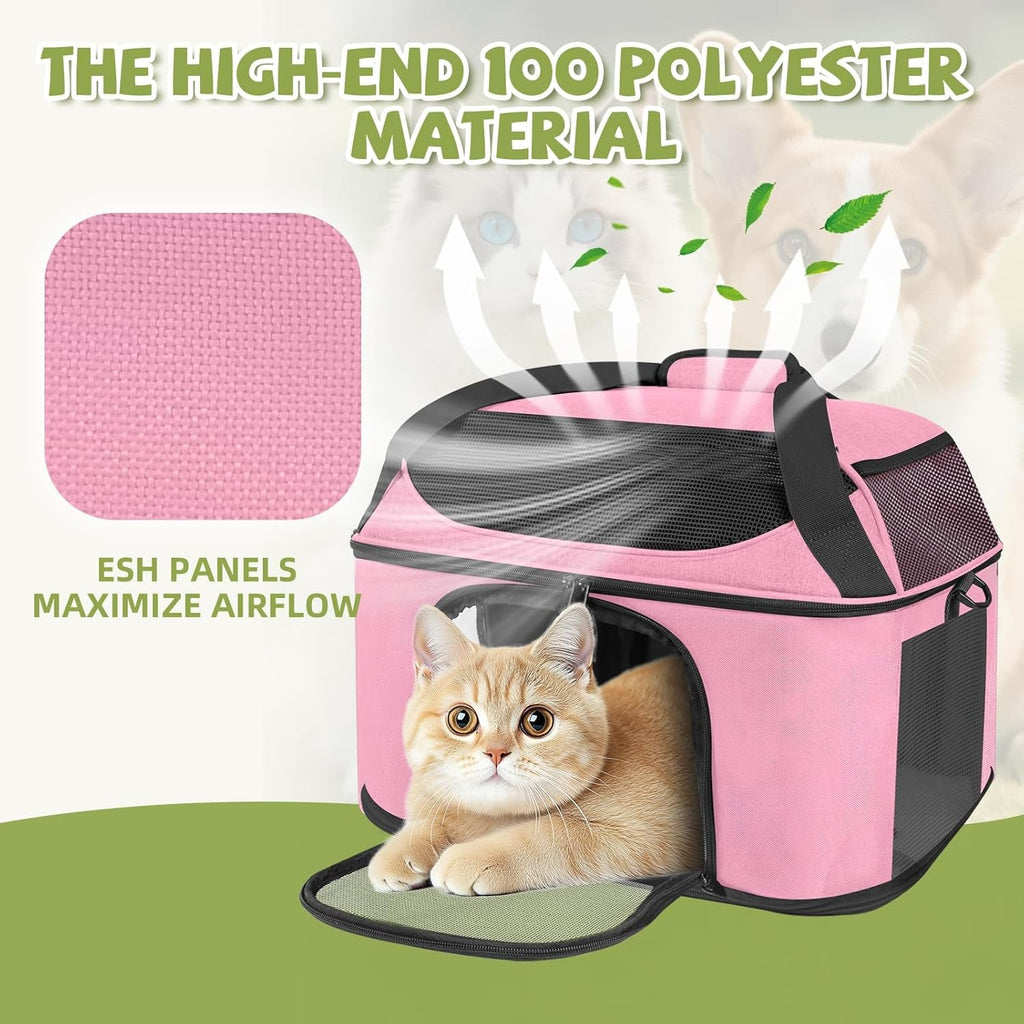 Airline Approved Pet Carrier Backpack - Cat - (Mesh Ventilation) - (Pink, Grey) - (While Supplies Last)