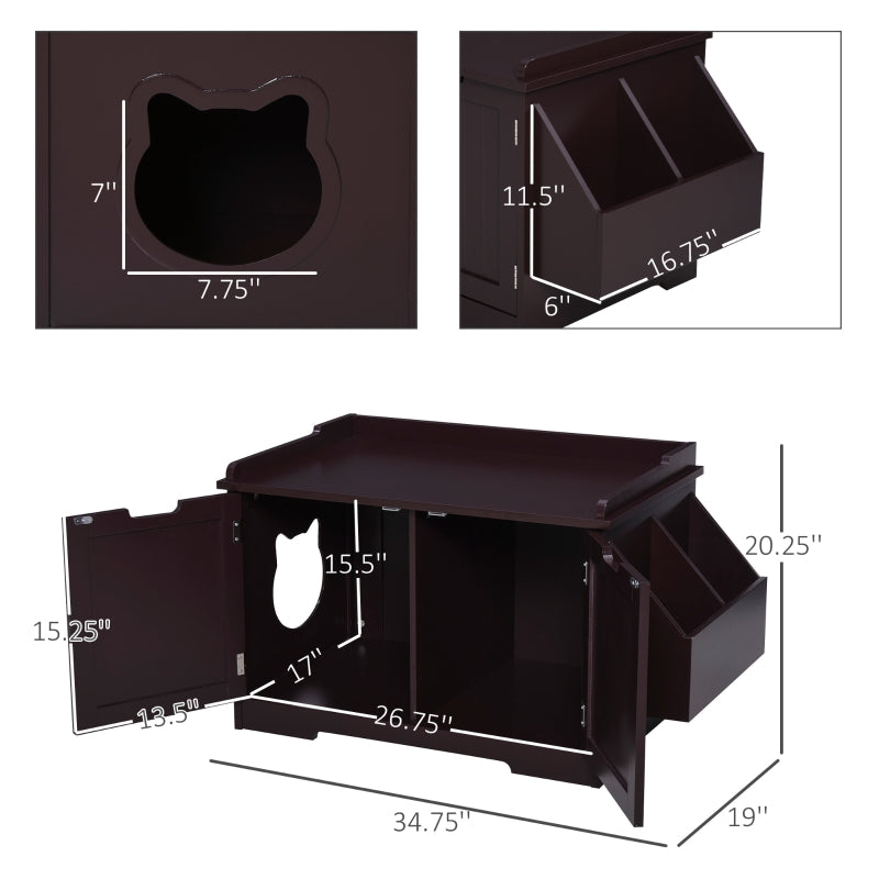 End Table and Litter Box Enclosure - Cat - (White, Brown) - (34.75" L x 19" W x 20.25" H - (While Supplies Last)