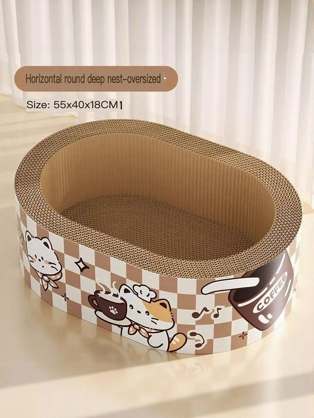 Wear-Resistant Scratch Pad and Lounge Bed with Cartoon Design - Cat - (L, XL) - (While Supplies Last)