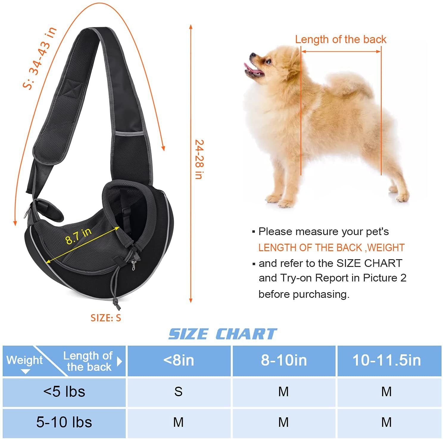 Safe Crossbody Pet Travel Bag - Dog Cat - (Durable) - (S,M) - (5 Color Options)