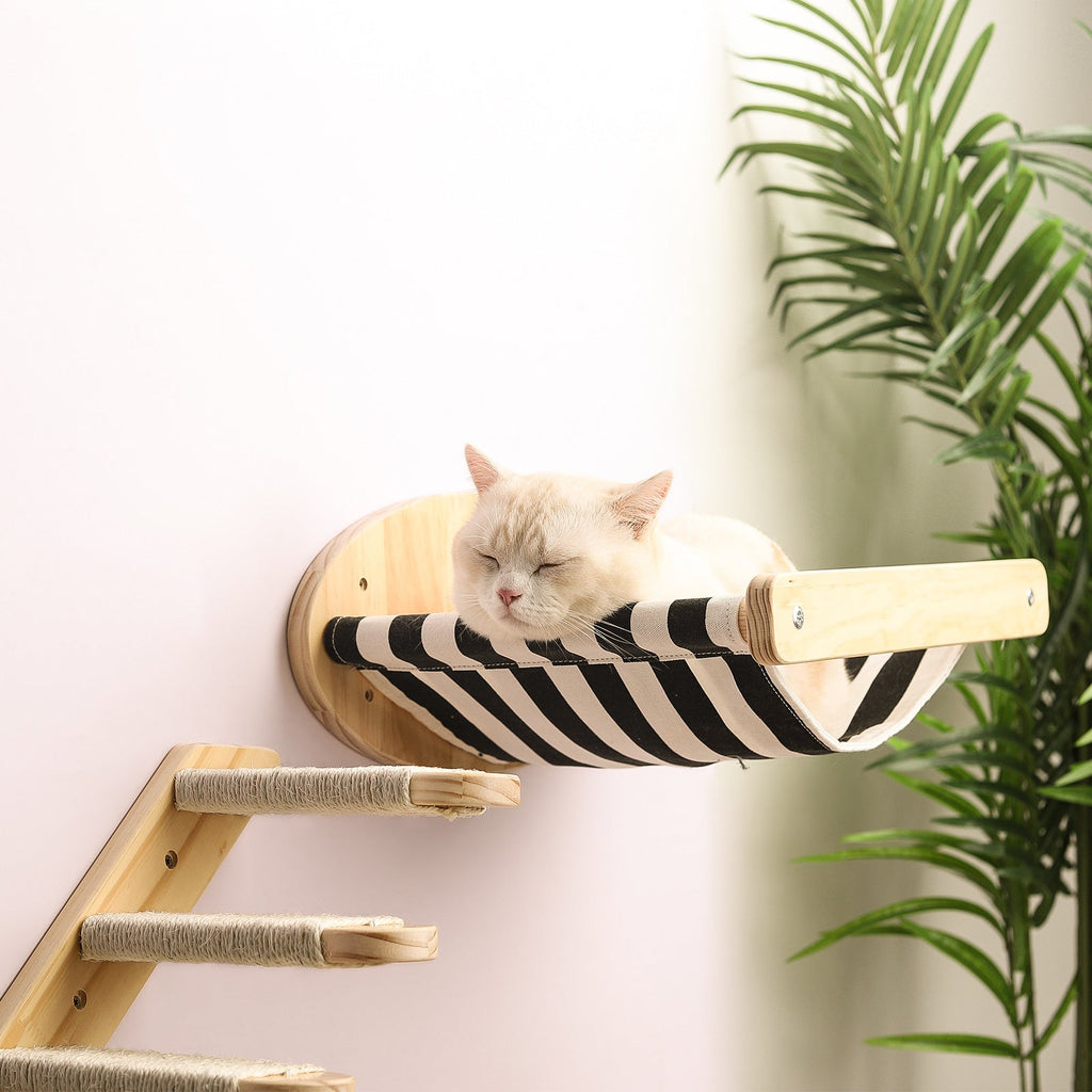 Wall Mounted Wood Hammock Bed and Shelves - Cat