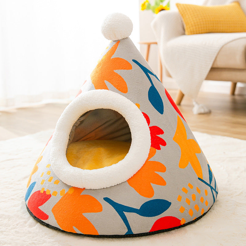 Triangle Yurt House or Litter Box Enclosure -   Cat   -   (4 Color/Styles)   -   (S-L)