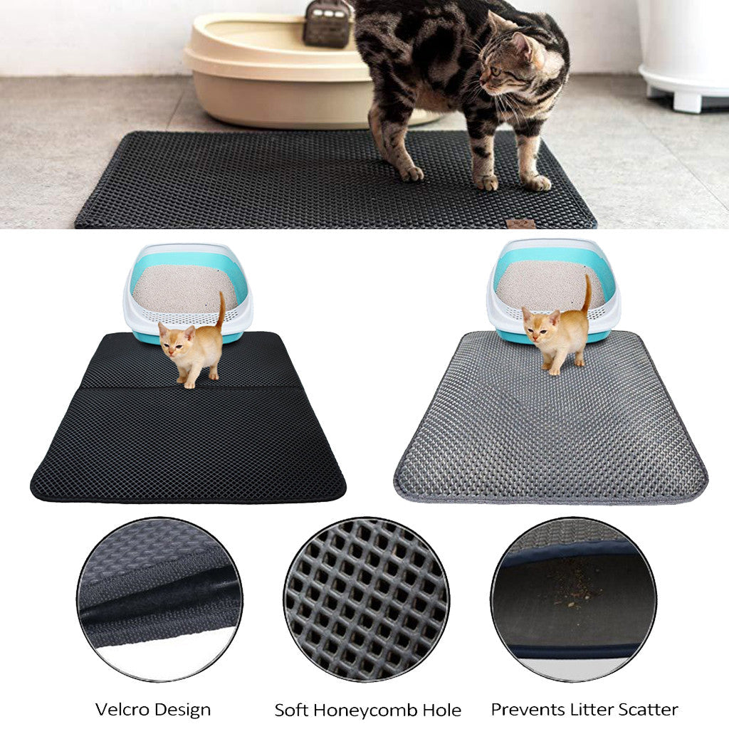 Litter Mat Keeps Paws Clean - Cat - (Black, Grey) - (XS-L) - (While Supplies Last)
