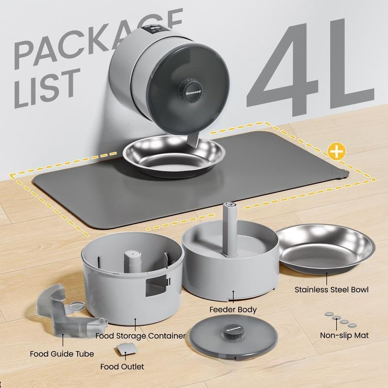 Automatic Wall Mounted Feeder with Timer - Dog Cat - (White)