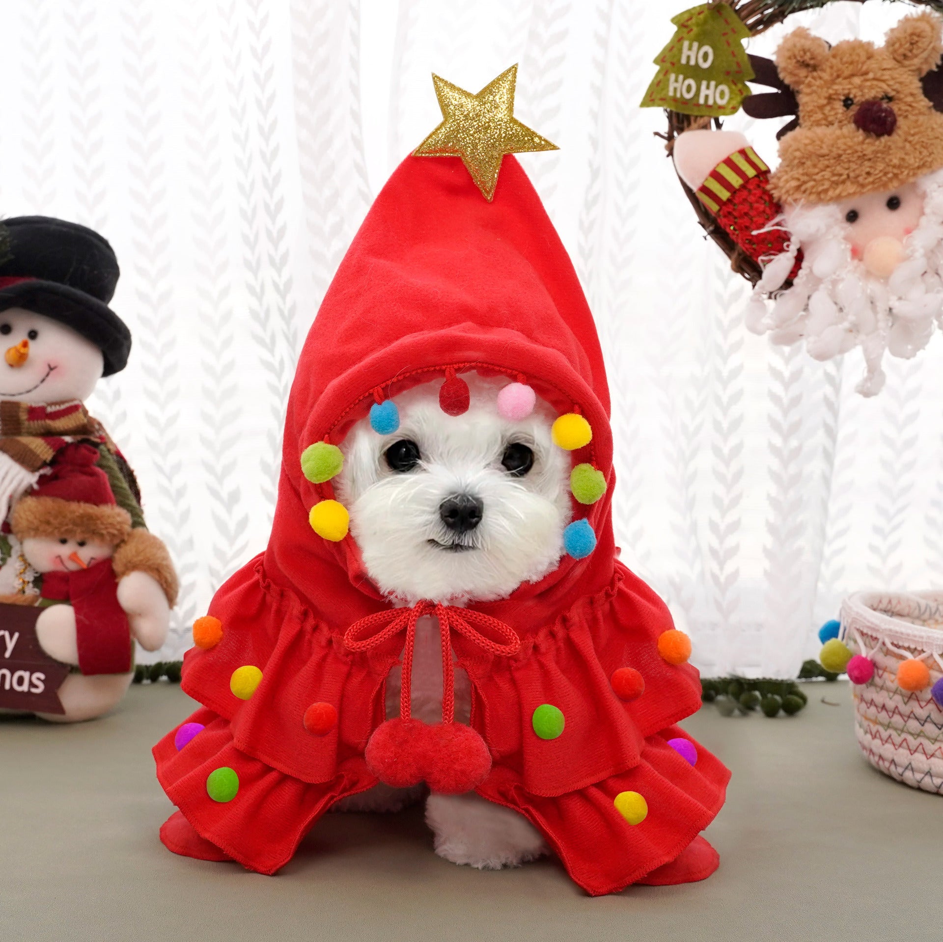 Christmas Tree Costume - Dog Cat (S-L) - (Green, Red)