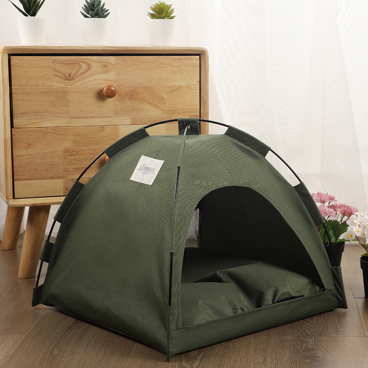 Pet Tent with Cooling Mat - Dog Cat - (Military Green, Turquoise Grey) - (S-L) - (While Supplies Last)