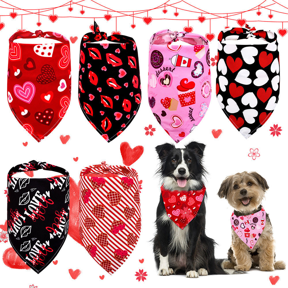 Love Heart Saliva Bandana Neck Scarf - Dog Cat - (6 Prints/Color Options) - (M) -  (While Supplies Last)