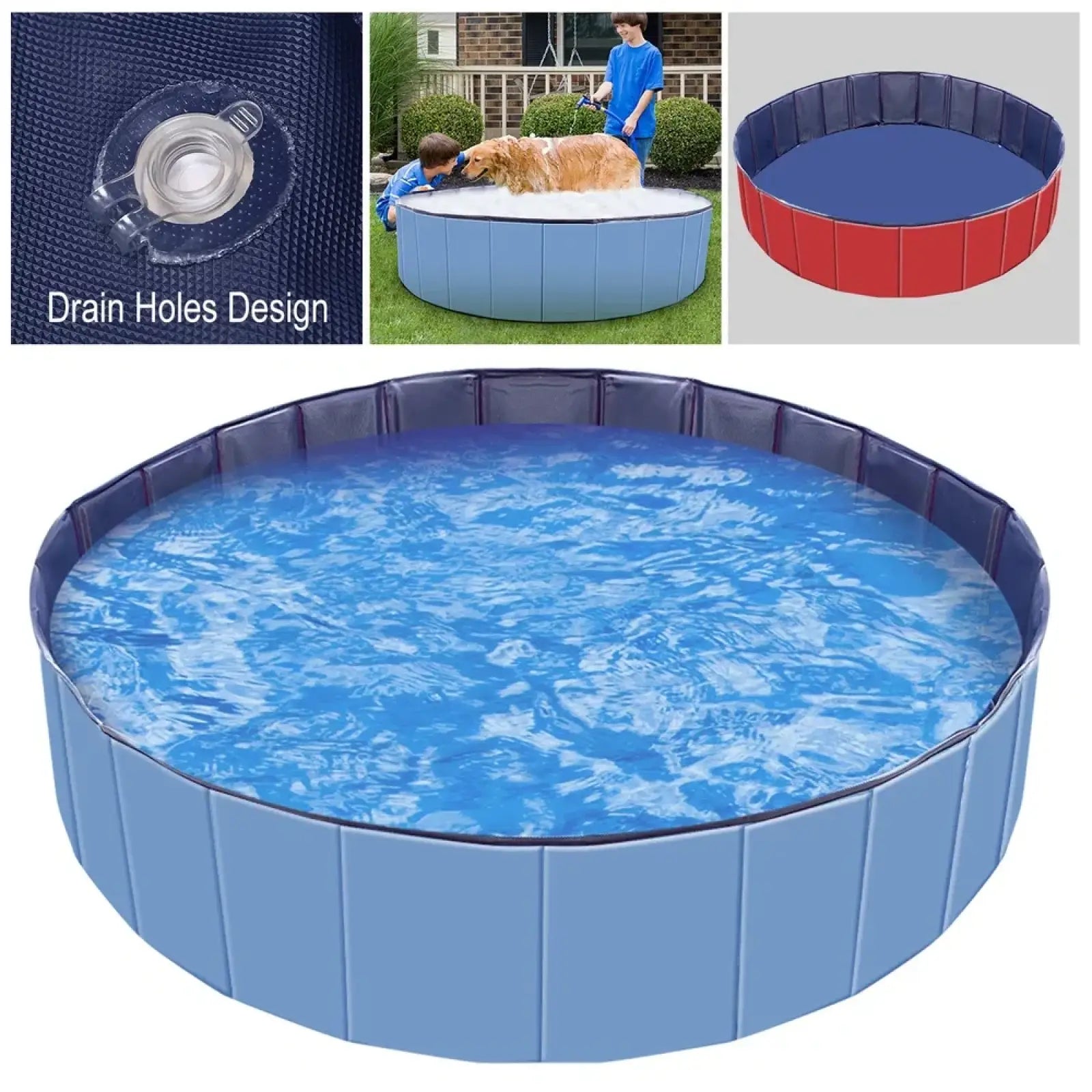 Foldable Pet Swimming Pool Pvc Dog Bathing Tub 63 Inch