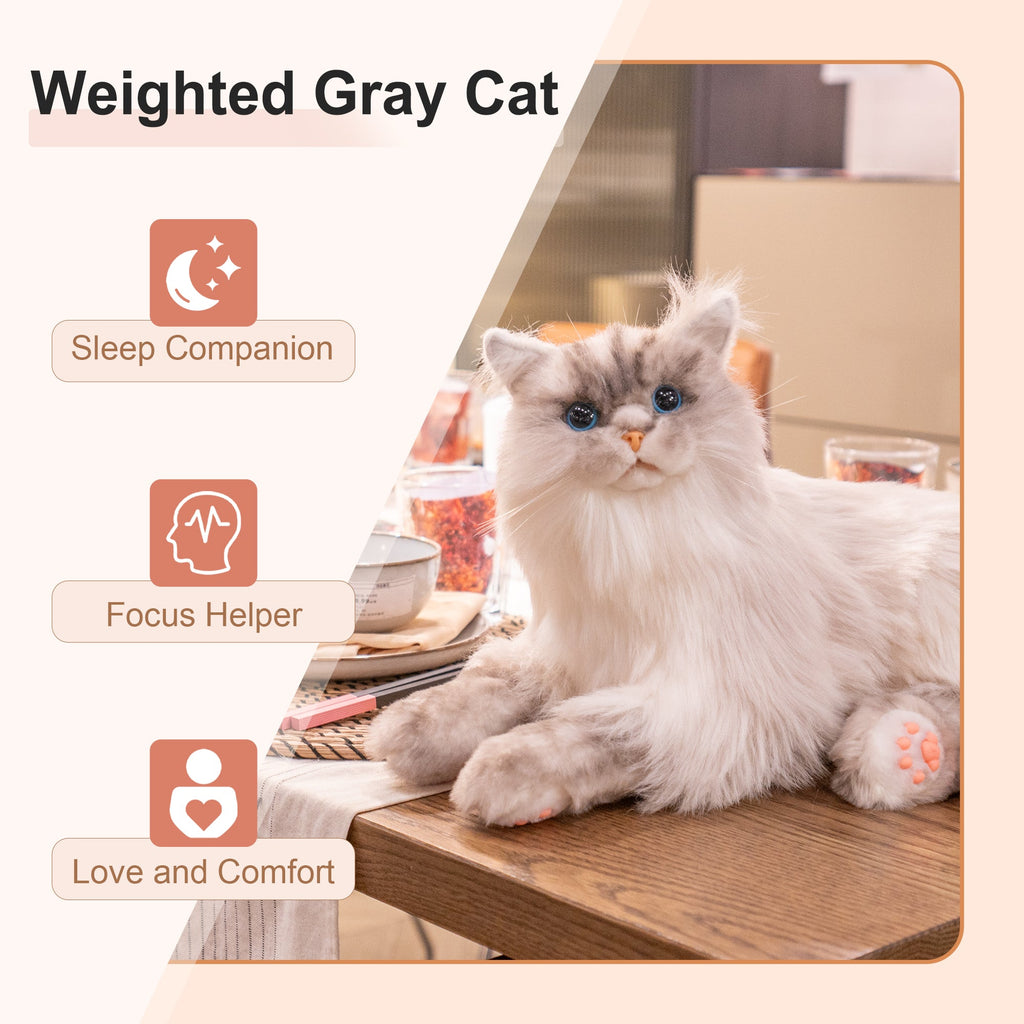 Tracy, the Realistic Weighted Comfort Plush Toy Cat  - Kids, Adults - (Weighs 3 lbs) - (While Supplies Last)