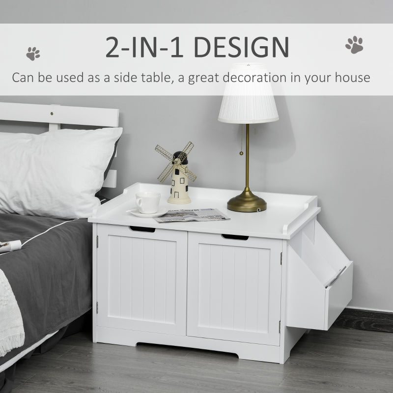 End Table and Litter Box Enclosure - Cat - (White, Brown) - (34.75" L x 19" W x 20.25" H - (While Supplies Last)
