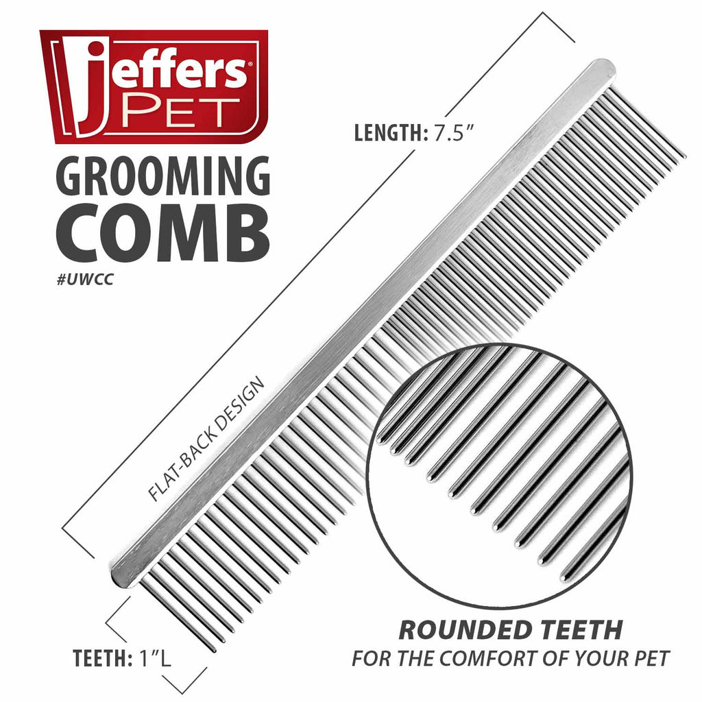 Grooming Steel Comb - Dog Cat  - (High Quality ) - (6", 7.5") - (Flat Back) - (Jeffers Flat Back)