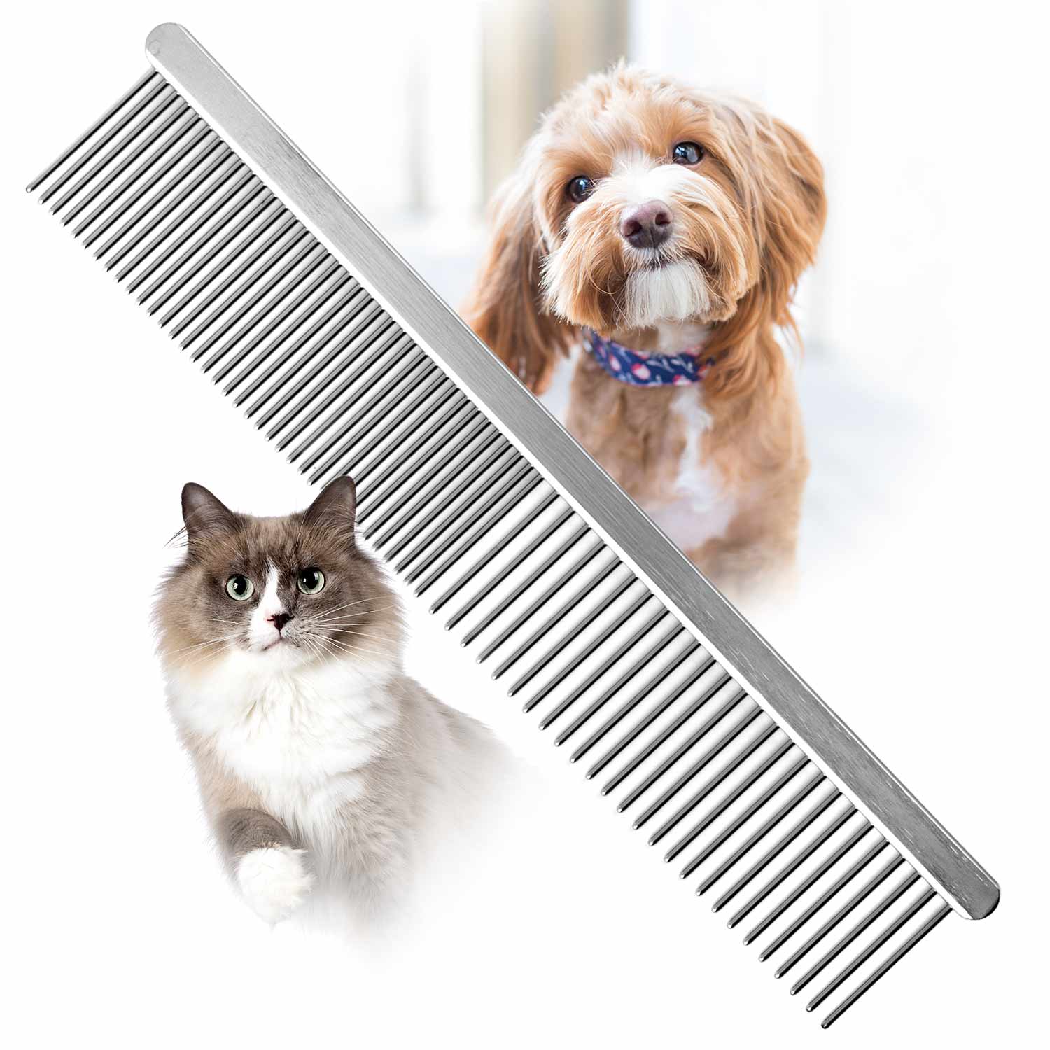 Grooming Steel Comb - Dog Cat  - (High Quality ) - (6", 7.5") - (Flat Back) - (Jeffers Flat Back)