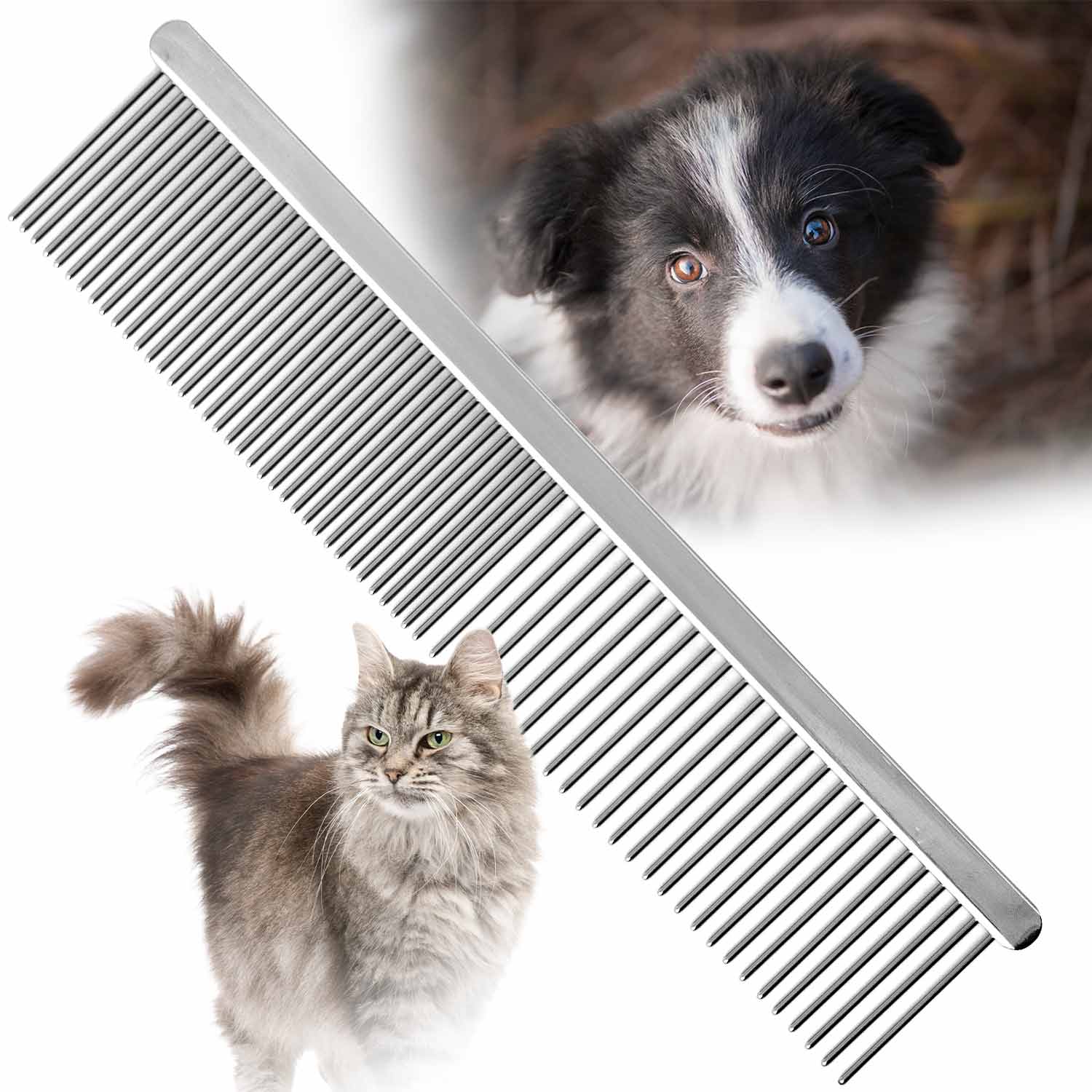 Grooming Steel Comb - Dog Cat  - (High Quality ) - (6", 7.5") - (Flat Back) - (Jeffers Flat Back)