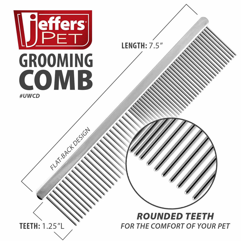 Grooming Steel Comb - Dog Cat  - (High Quality ) - (6", 7.5") - (Flat Back) - (Jeffers Flat Back)