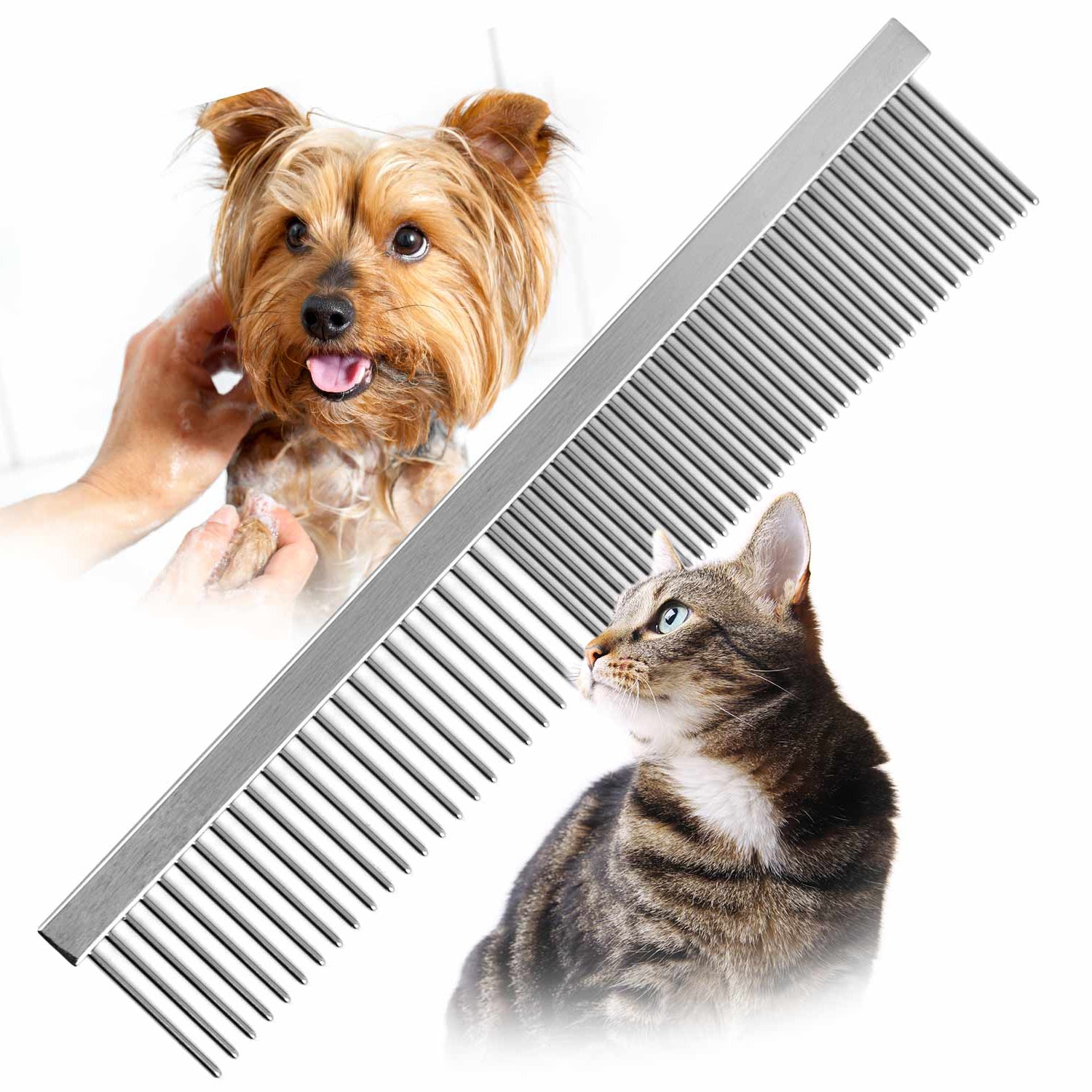 Grooming Steel Comb - Dog Cat  - (High Quality ) - (6", 7.5") - (Flat Back) - (Jeffers Flat Back)