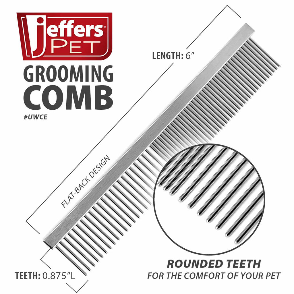 Grooming Steel Comb - Dog Cat  - (High Quality ) - (6", 7.5") - (Flat Back) - (Jeffers Flat Back)