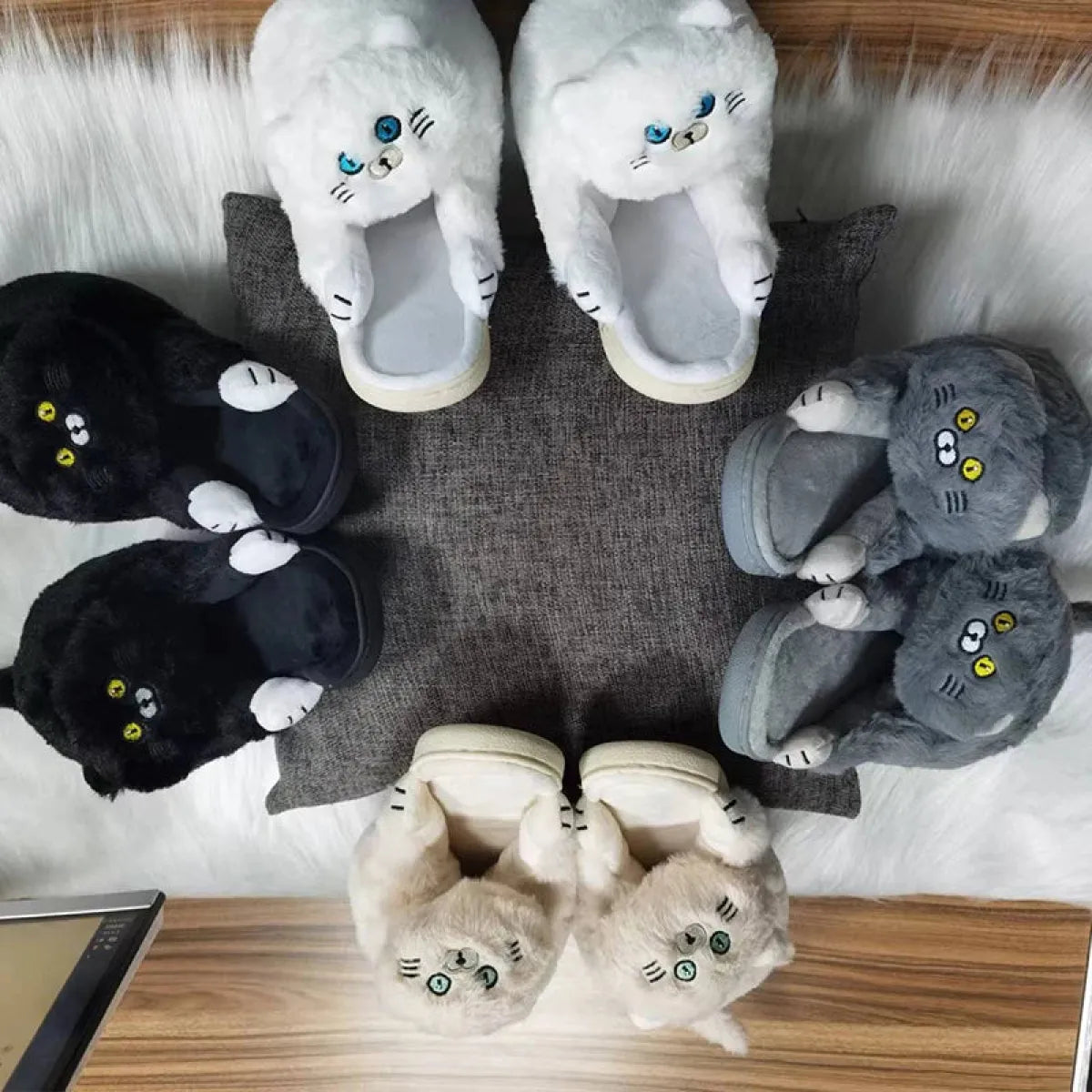 Kawaii Cat Winter Slippers - (6 Color Options) - (8 Sizes) - One Size Fits Most Adults -  (While Supplies Last)