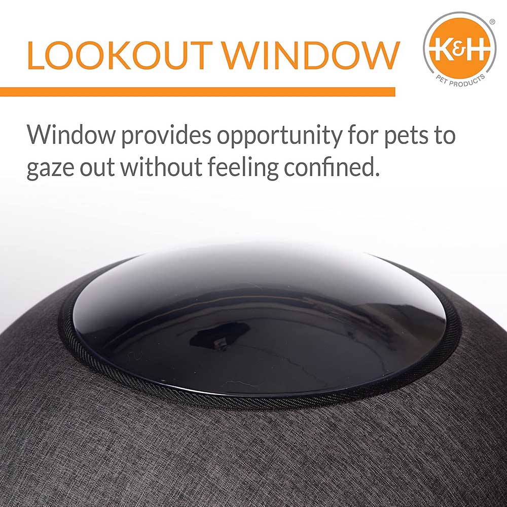 Indoor Heated Cave Pod with Cozy Bed - Cat -  (Energy Efficient) - (22" D) - (Grey) - (While Supplies Last)