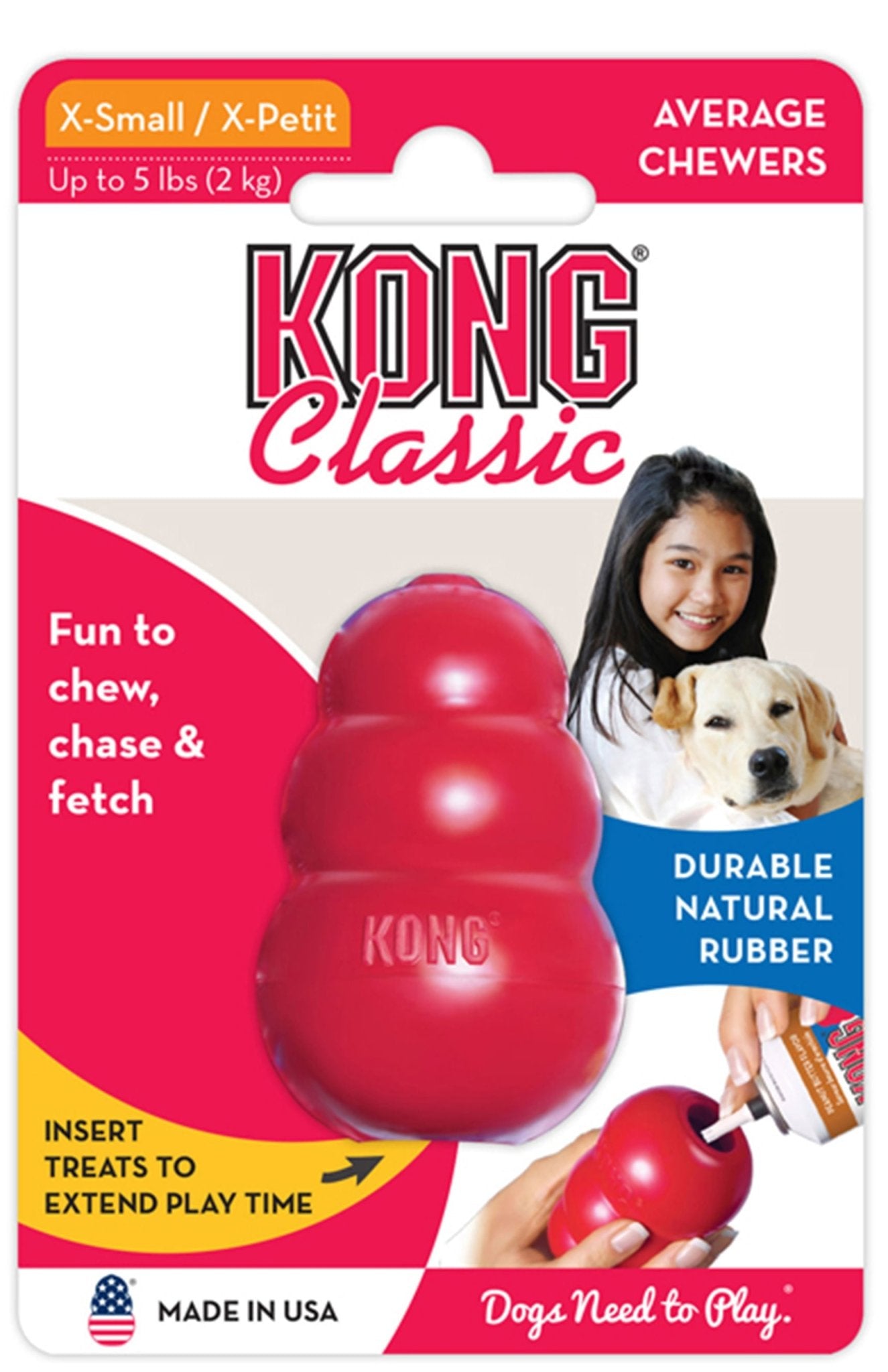 The Kong® Classic Toy - Dog    - (KONG)  - (Durable Rubber) - (Red) - (XX-King)