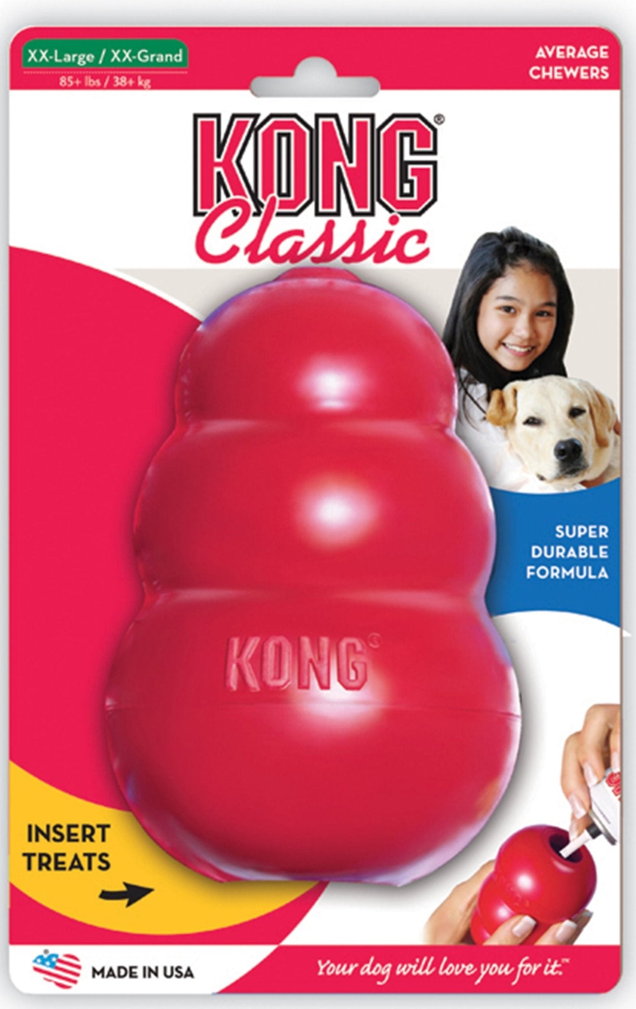 The Kong® Classic Toy - Dog    - (KONG)  - (Durable Rubber) - (Red) - (XX-King)