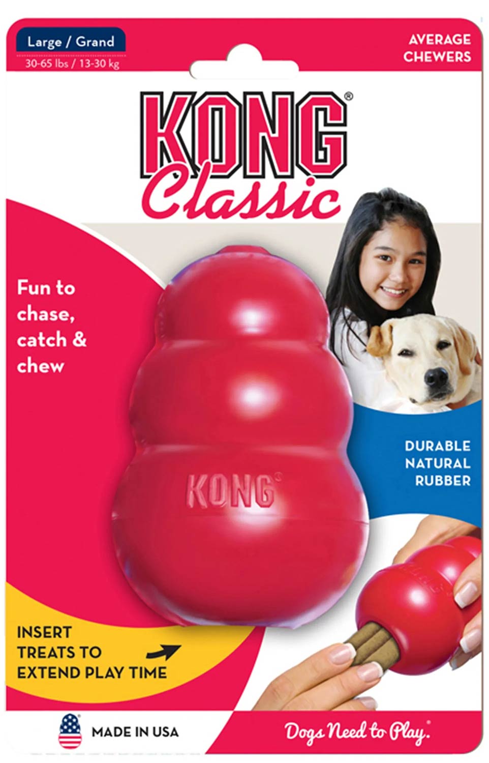 The Kong® Classic Toy - Dog    - (KONG)  - (Durable Rubber) - (Red) - (XX-King)