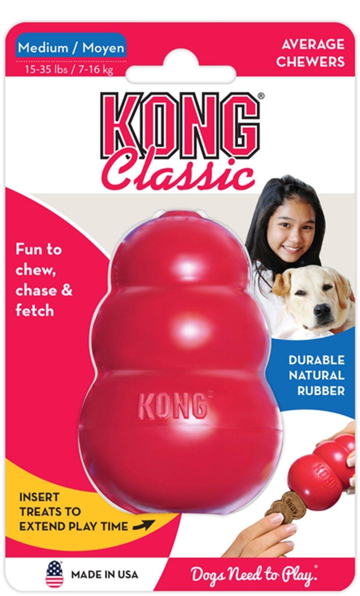 The Kong® Classic Toy - Dog    - (KONG)  - (Durable Rubber) - (Red) - (XX-King)