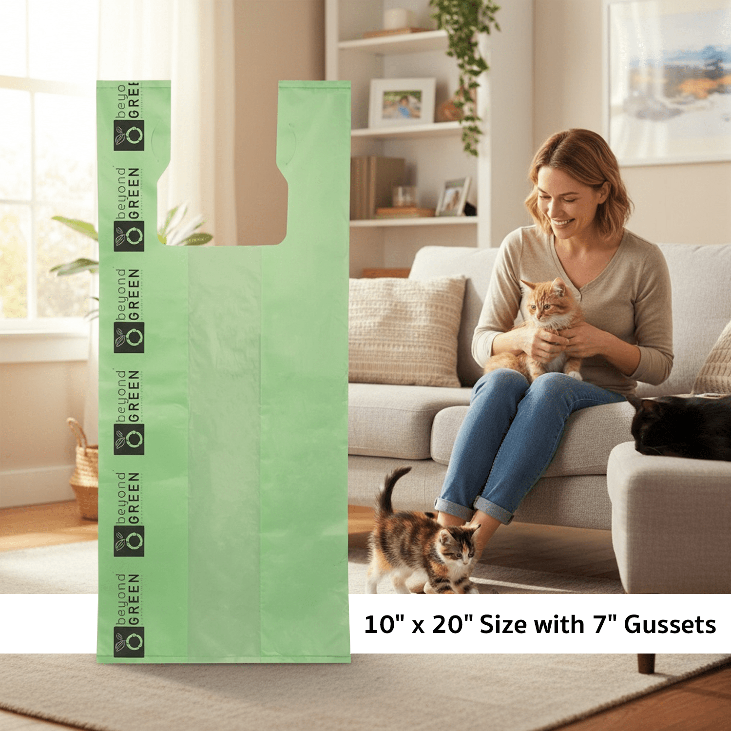 Large Heavy Duty Bio-Tech Litter Bags - Cat - (10" x 20") - (Extra Large) - (Beyond Green) - (While Supplies Last)