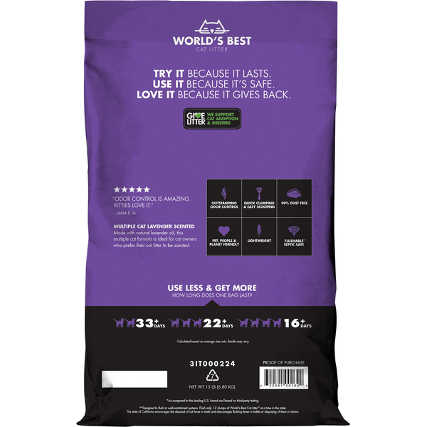 World's Best Cat Litter - Multiple Cats - (Lavender Scented) - (While Supplies Last)