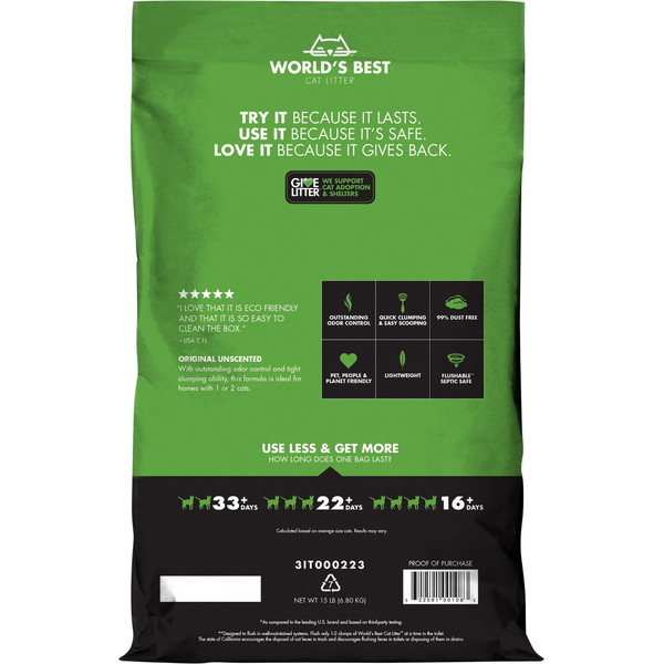Litter - Original Unscented Clumping Litter - Cat - (World's Best...) - (While Supplies Last)