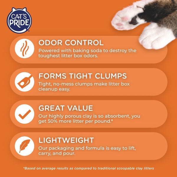 Lightweight Unscented Clumping Litter with Baking Soda - Cat's Pride Litter