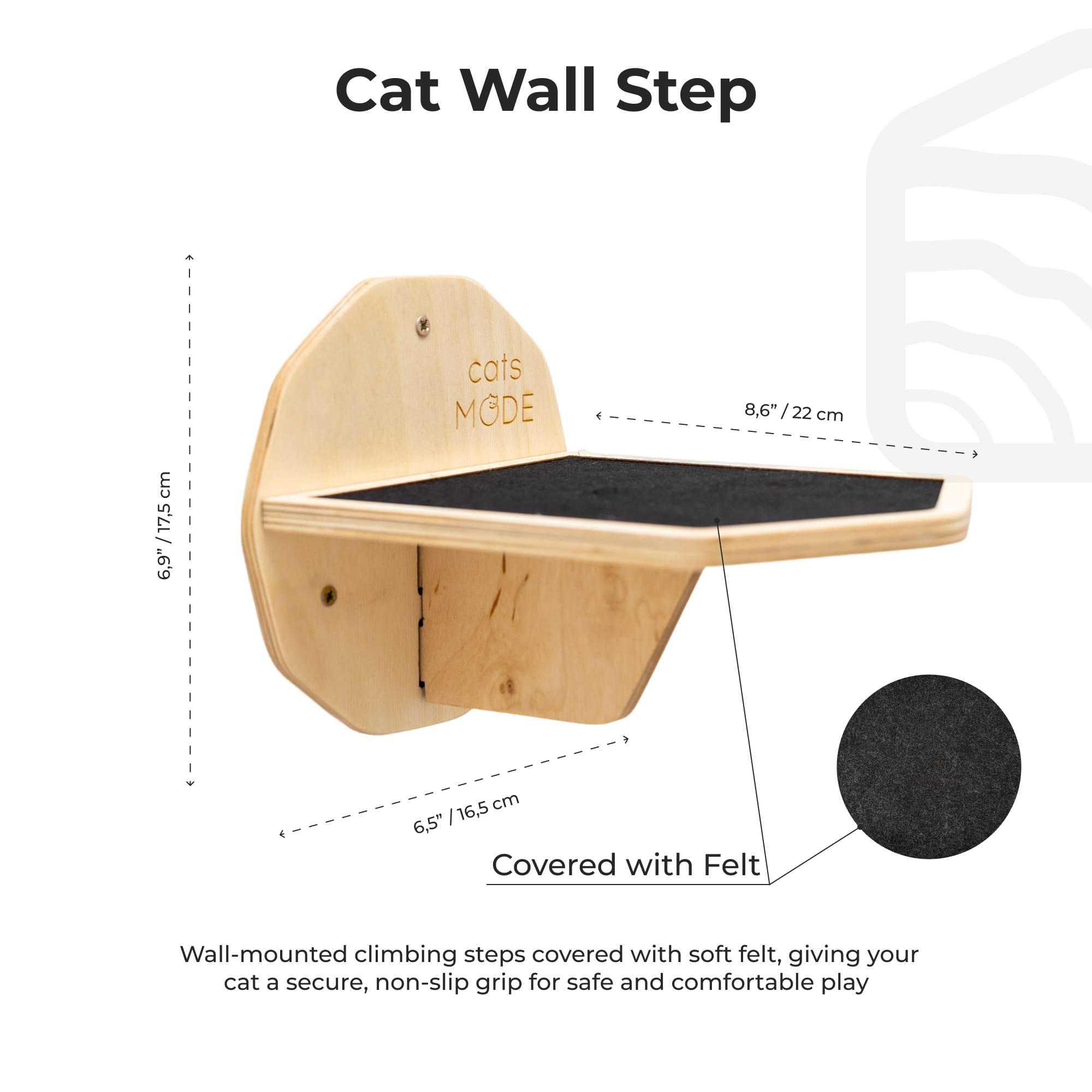 Quality Wooden Hexagon Step  -  Cat  - (Natural Oak) - (While Supplies Lsst)