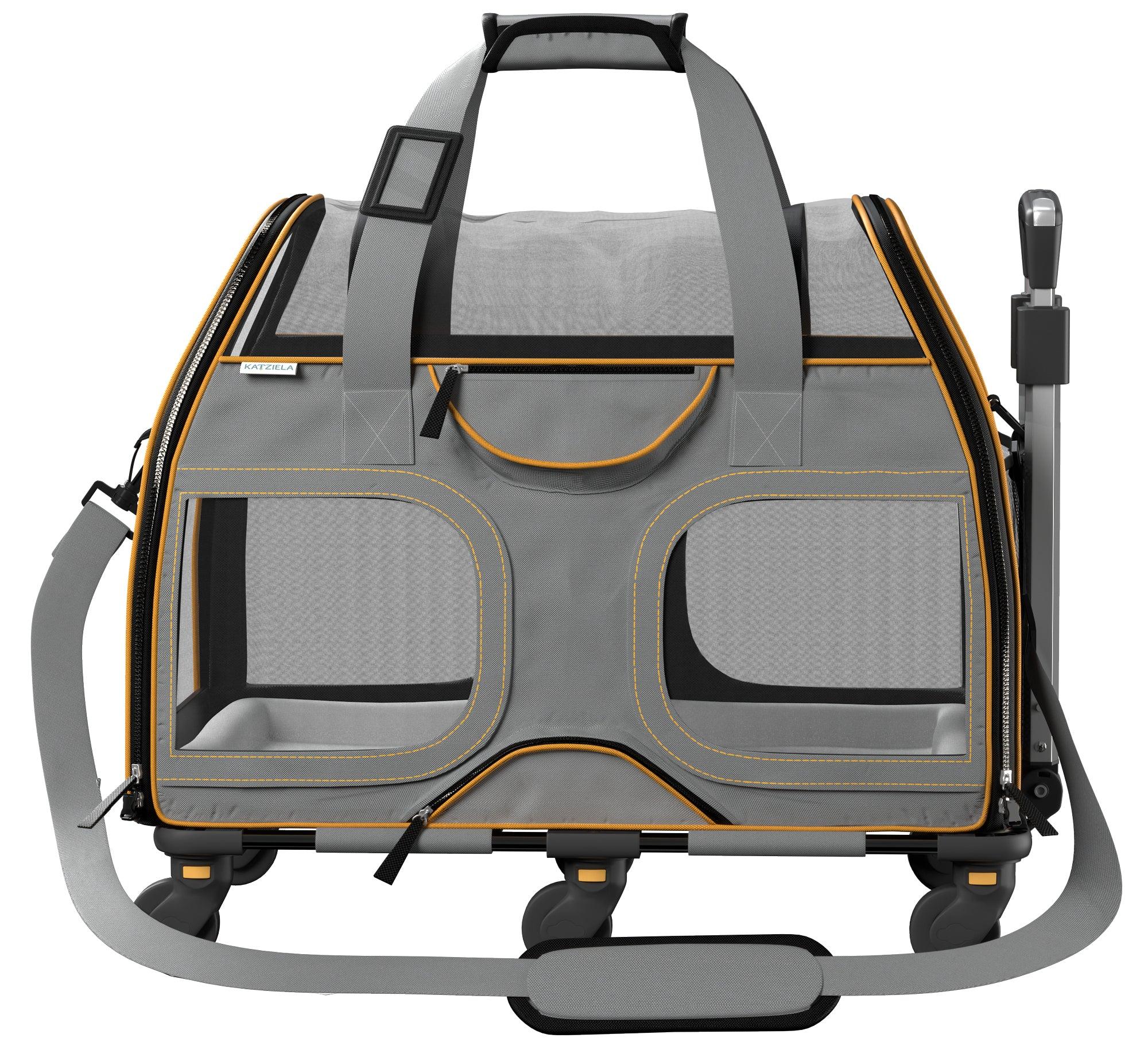 Airline Approved Luxury Pet Carrier with Removable Wheels and Telescopic Handle - Cat Dog - (8 Color Options) - (Katziela)