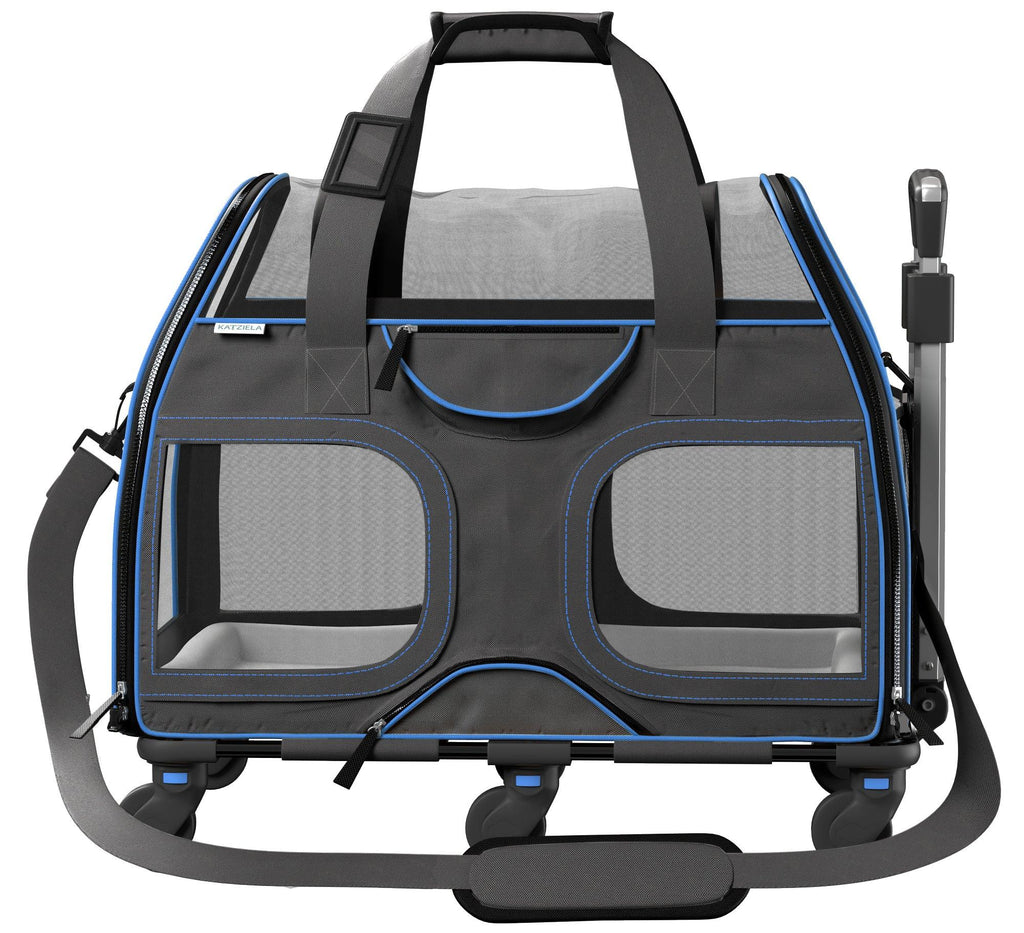 Airline Approved Luxury Pet Carrier with Removable Wheels and Telescopic Handle - Cat Dog - (8 Color Options) - (Katziela)