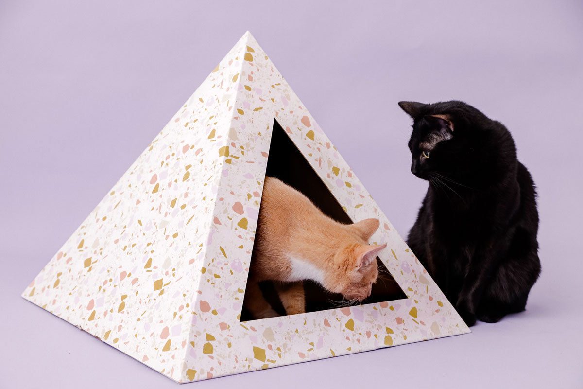Cozy and Dark 'Terrazzo' Kardboard Pyramid - Cat