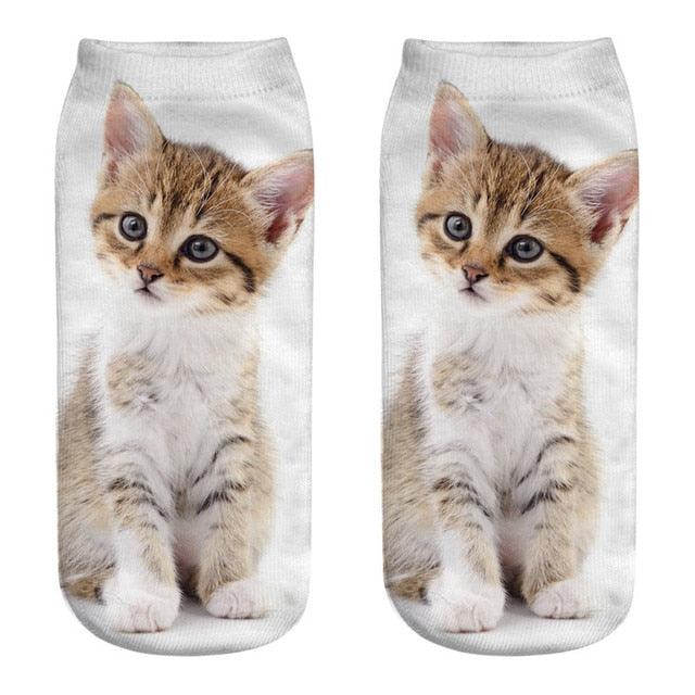 3D Cat Ankle Socks - (25 Style Options) - (4 Color Options) - One Size - Girls and Women