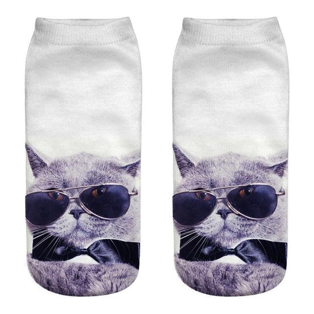 3D Cat Ankle Socks - (25 Style Options) - (4 Color Options) - One Size - Girls and Women