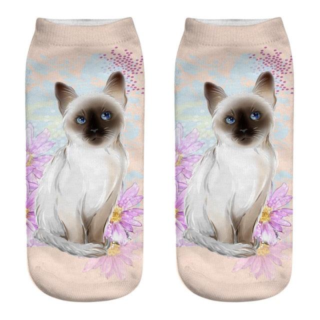 3D Cat Ankle Socks - (25 Style Options) - (4 Color Options) - One Size - Girls and Women