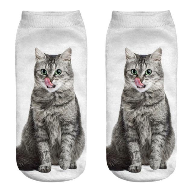3D Cat Ankle Socks - (25 Style Options) - (4 Color Options) - One Size - Girls and Women