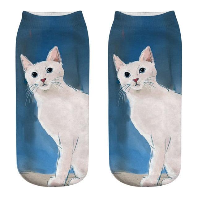 3D Cat Ankle Socks - (25 Style Options) - (4 Color Options) - One Size - Girls and Women
